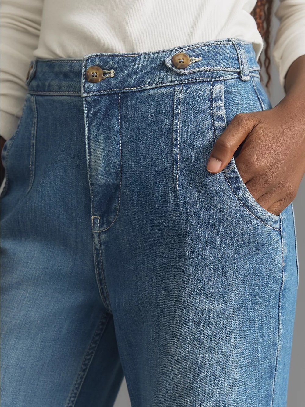 Anthropologie Light Blue Denim Wide-Leg Flare Jeans - Picture 3 of 10